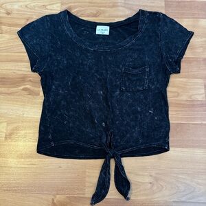 PacSun LA Hearts Black & Gray Tie Crop Top
